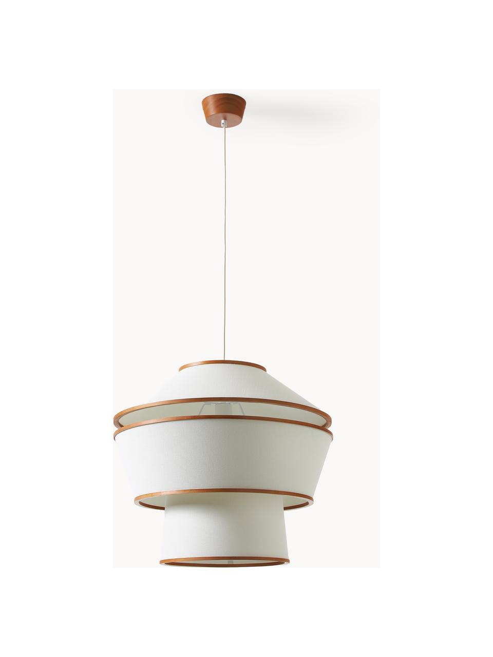 Lampada a sospensione Faro, Bianco latte, legno di bambù e di albero della gomma, laccato scuro, Ø 54 x Alt. 54 cm