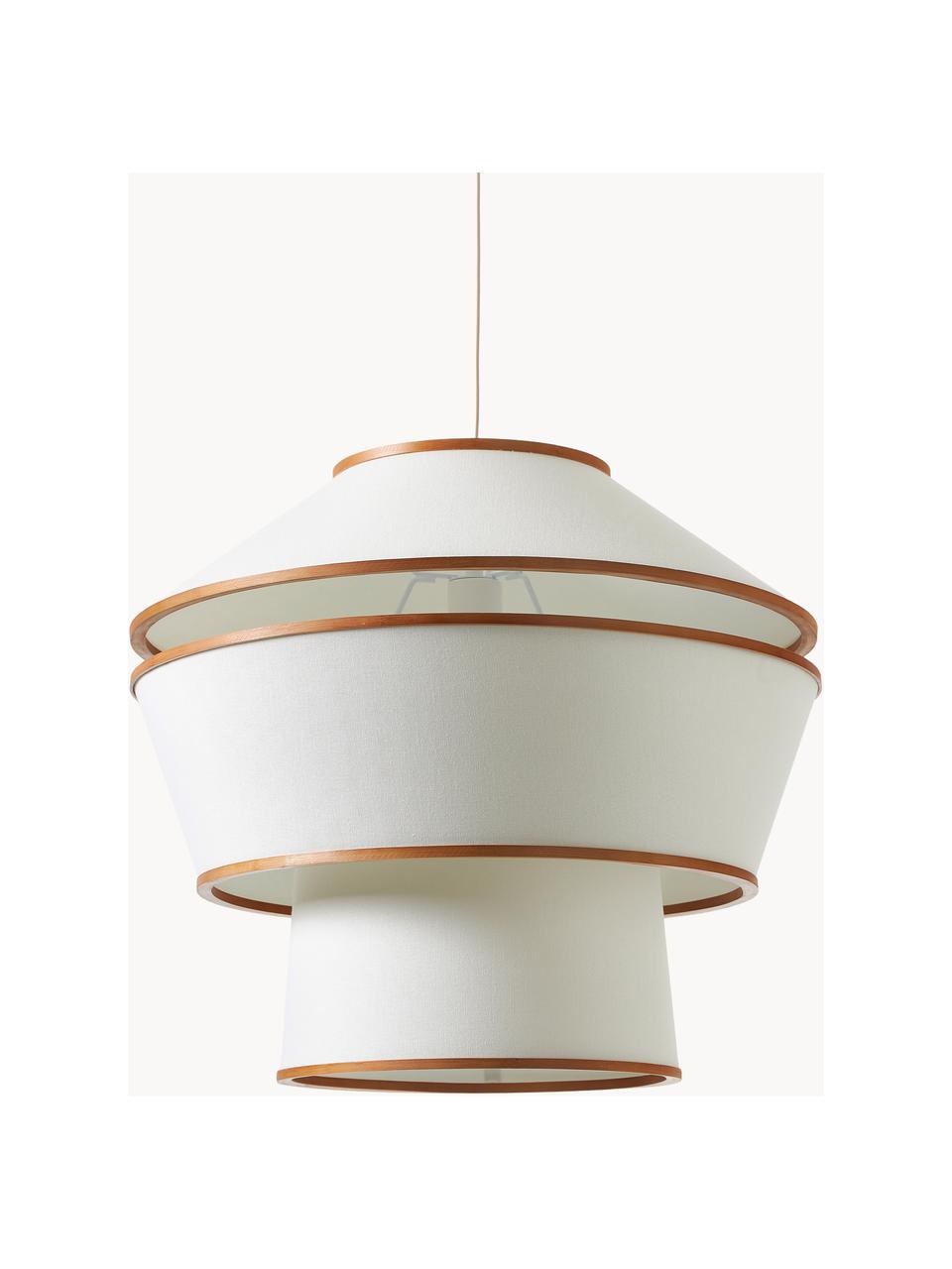 Lampada a sospensione Faro, Bianco latte, legno di bambù e di albero della gomma, laccato scuro, Ø 54 x Alt. 54 cm