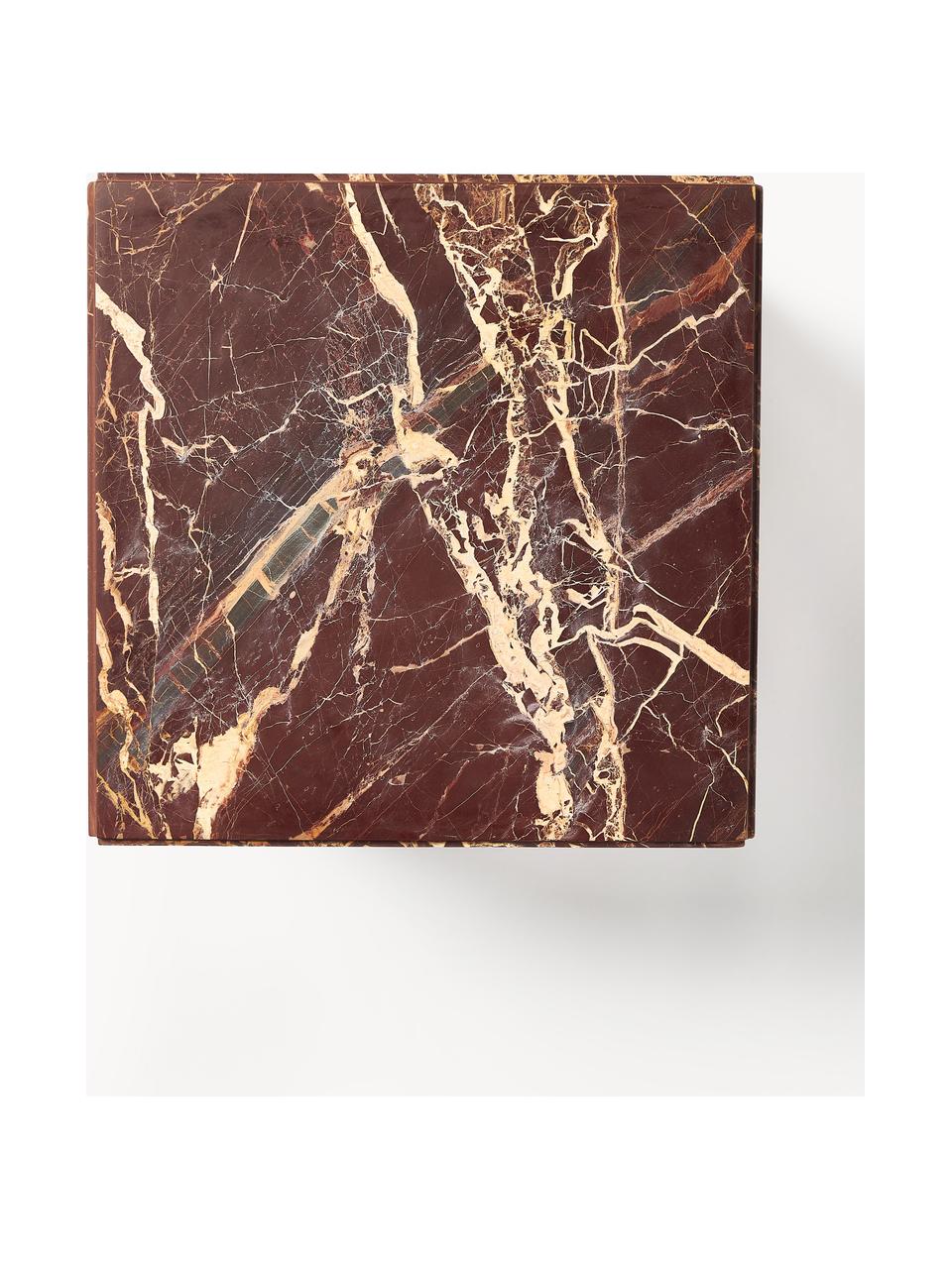Tavolino in marmo Dila, Marmo, pannello di fibra a media densità (MDF), Marrone scuro marmorizzato, Ø 40 x Alt. 45 cm