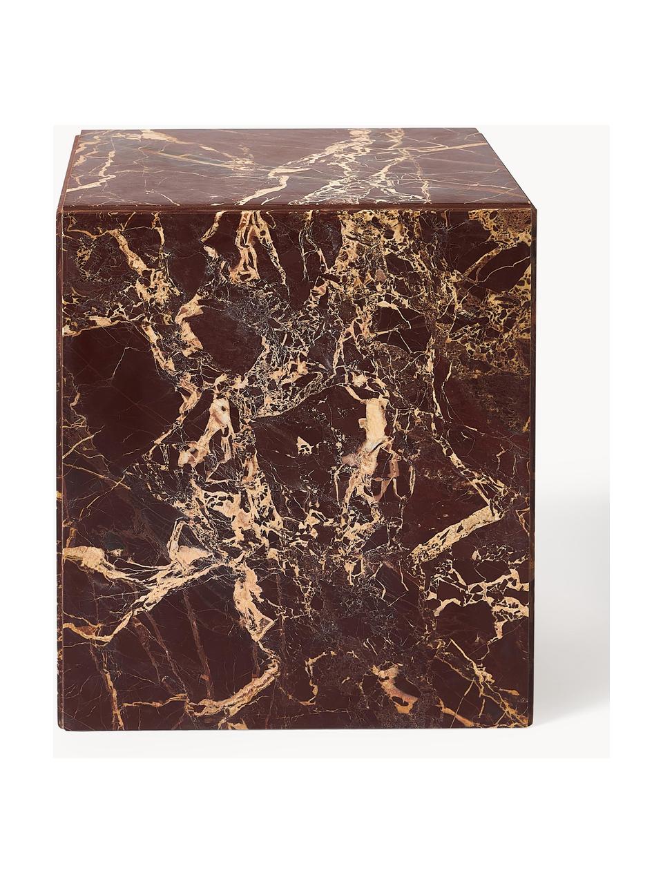 Stolik pomocniczy z marmuru Dila, Marmur, płyta pilśniowa średniej gęstości (MDF), Ciemny brązowy, marmurowy, S 40 x W 45 cm