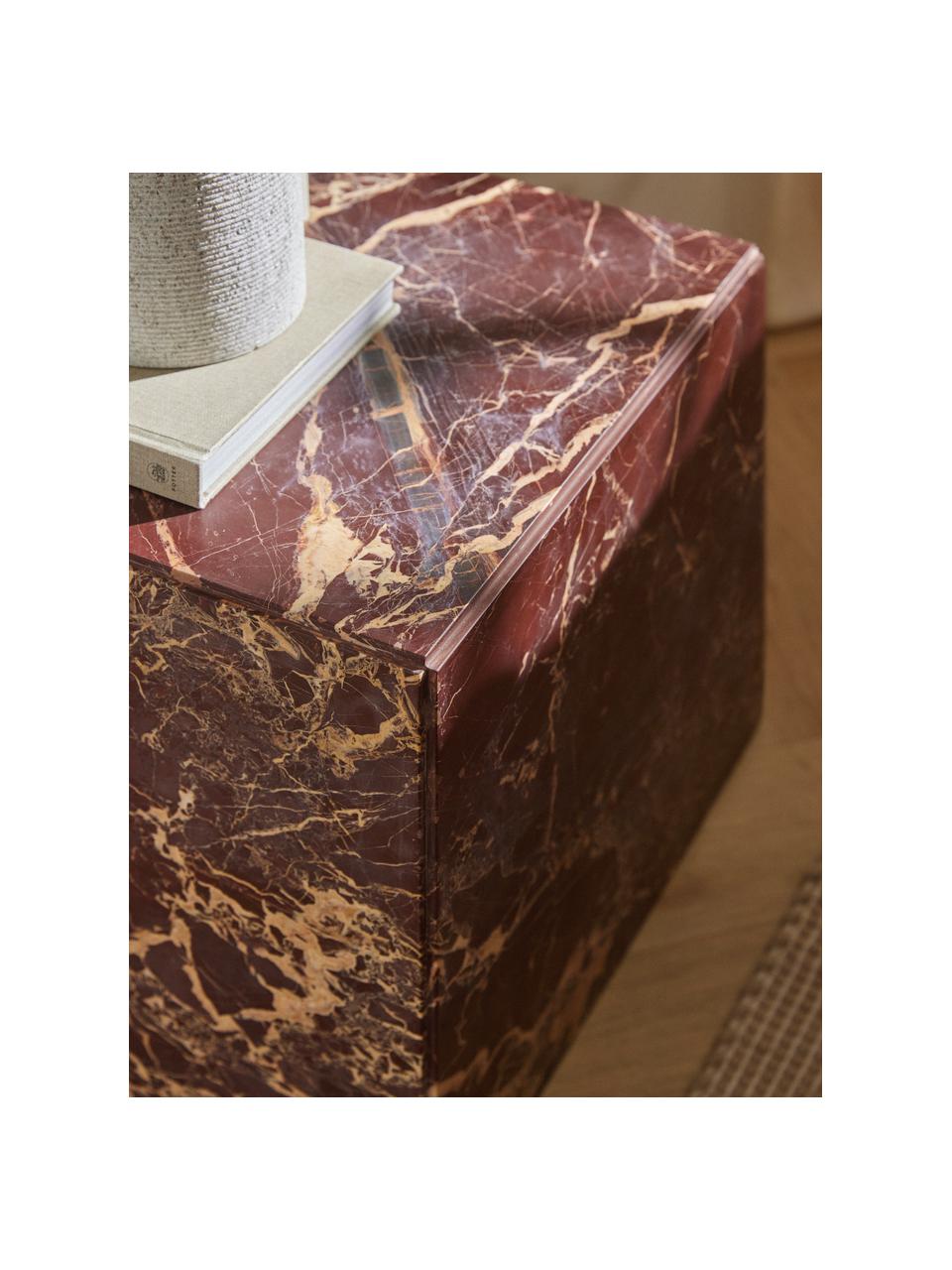 Mesa auxiliar de mármol Dila, Mármol, tablero de fibras de densidad media (MDF), Mármol marrón oscuro, An 40 x Al 45 cm