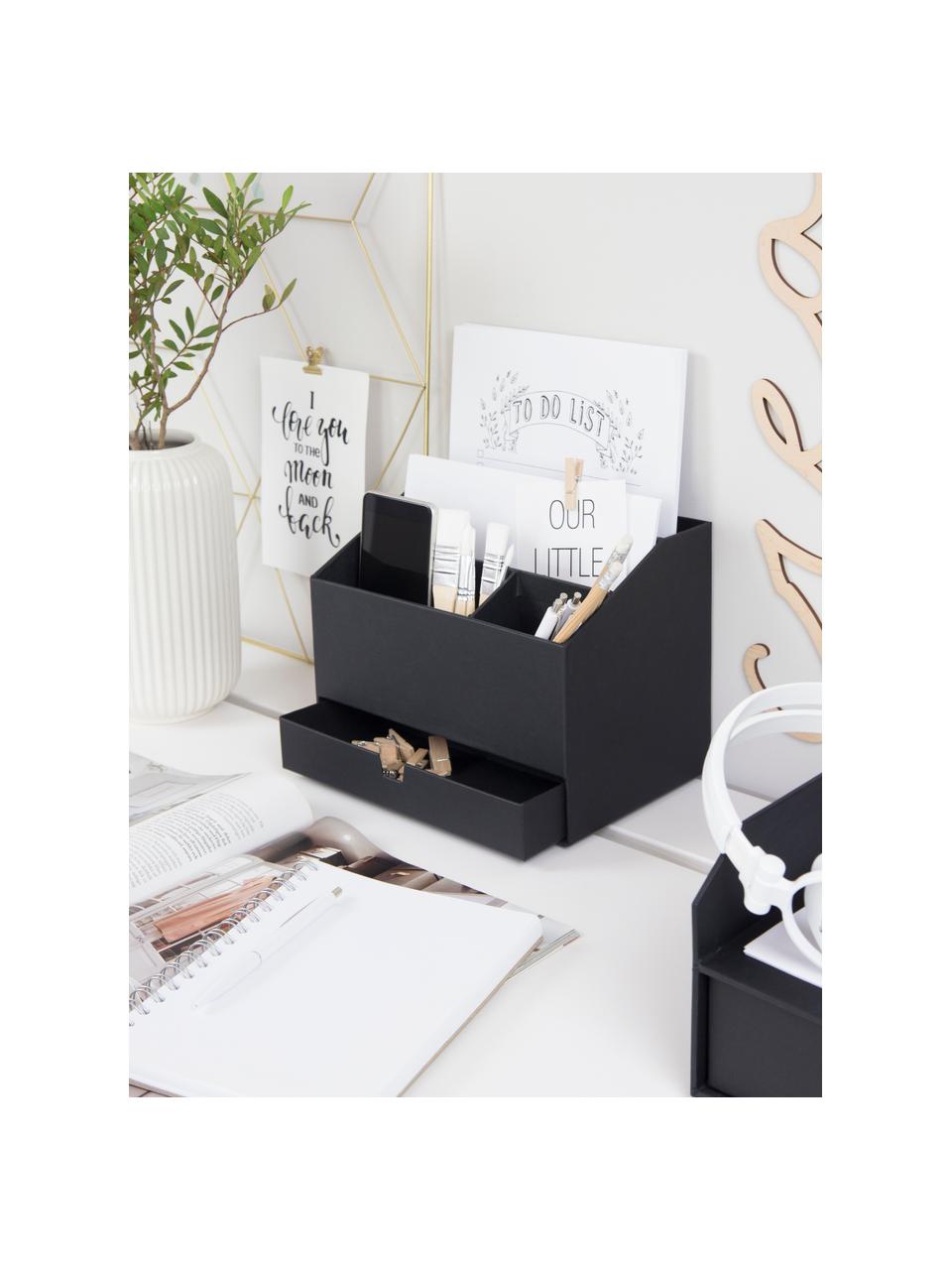 Organizador de escritorio Greta, Cartón laminado macizo
(100% papel reciclado), Negro, An 24 x Al 18 cm