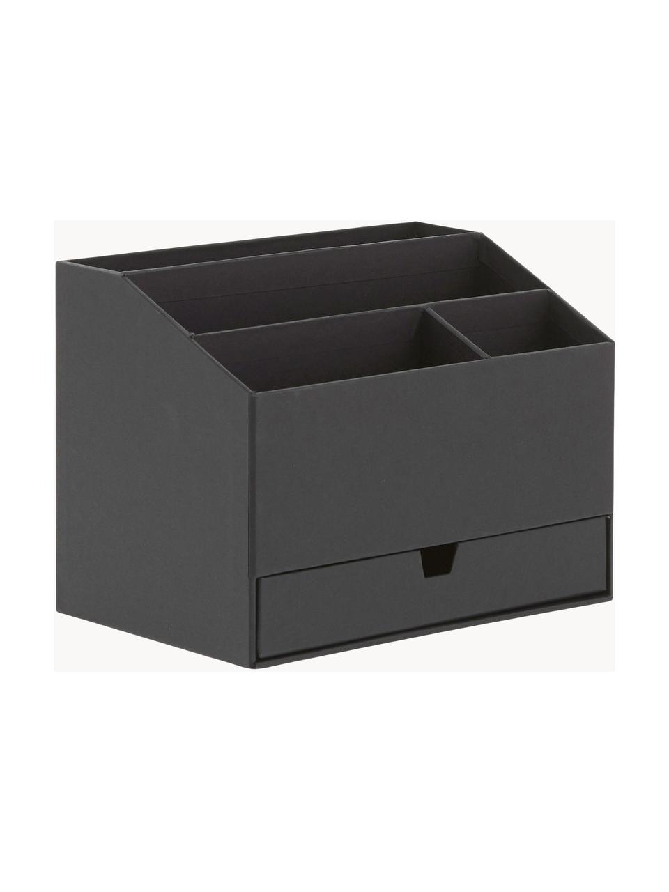 Organisateur bureau Greta, Carton laminé renforcé
(100 % papier recyclé), Noir, larg. 24 x haut. 18 cm