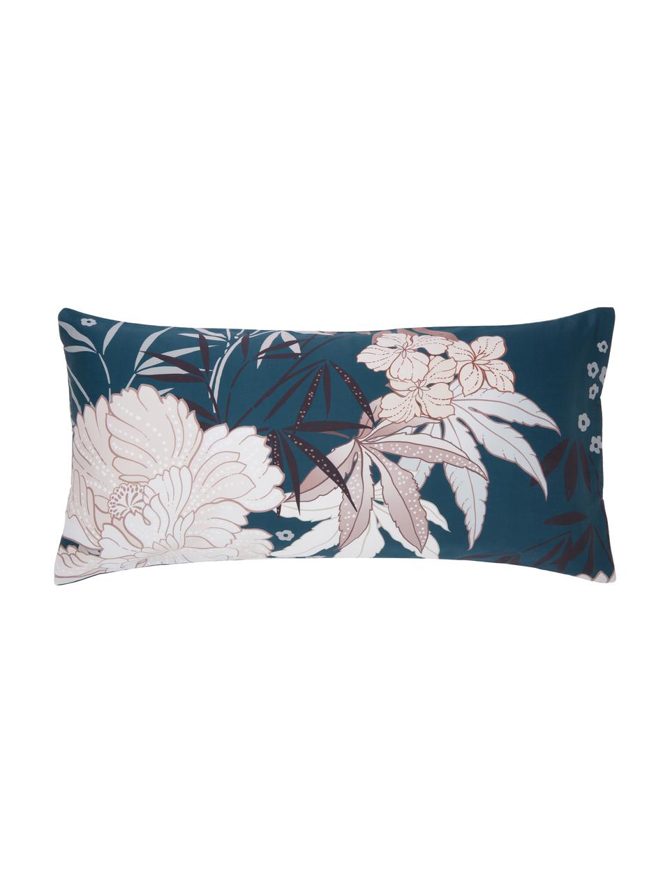 Poszewka na poduszkę z organicznej satyny bawełnianej Akina, 2 szt., Wielobarwny, ciemny niebieski, S 40 x D 80 cm