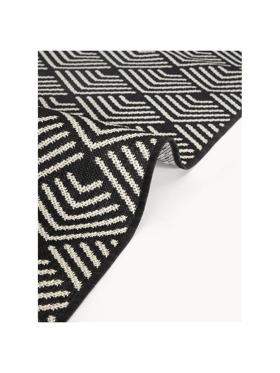 Alfombra estampada de interior/exterior Milano, Parte superior: 70% polipropileno recicla, Negro, blanco, An 80 x L 150 cm (Tamaño XS)