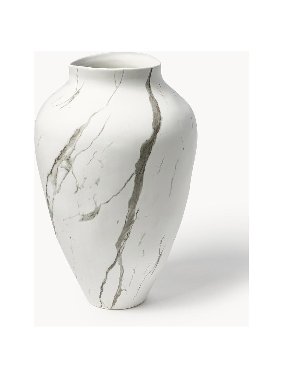 Vaso fatto a mano Latona, alt. 41 cm, Gres, Bianco, grigio, marmorizzato, opaco, Ø 27 x Alt. 41 cm