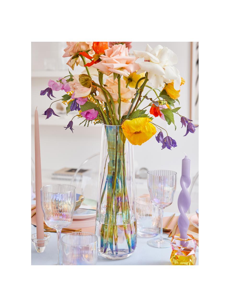 Große mundgeblasene Vase Pearl, Glas, Perlmutt-Schimmer, Ø 13 x H 36 cm