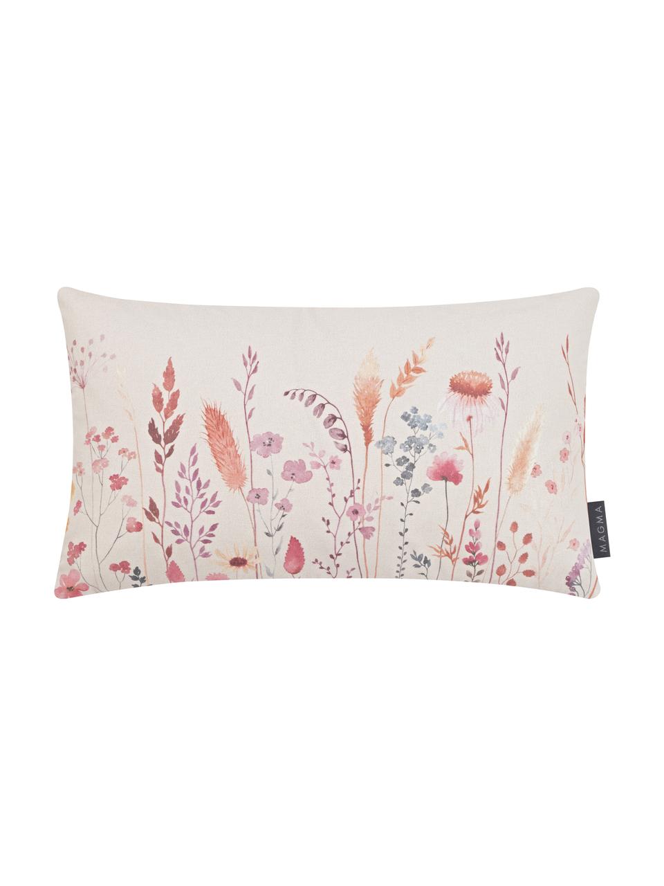 Housse de coussin rectangulaire réversible imprimé floral Whisper, 100 % coton, Beige, multicolore, larg. 30 x long. 50 cm