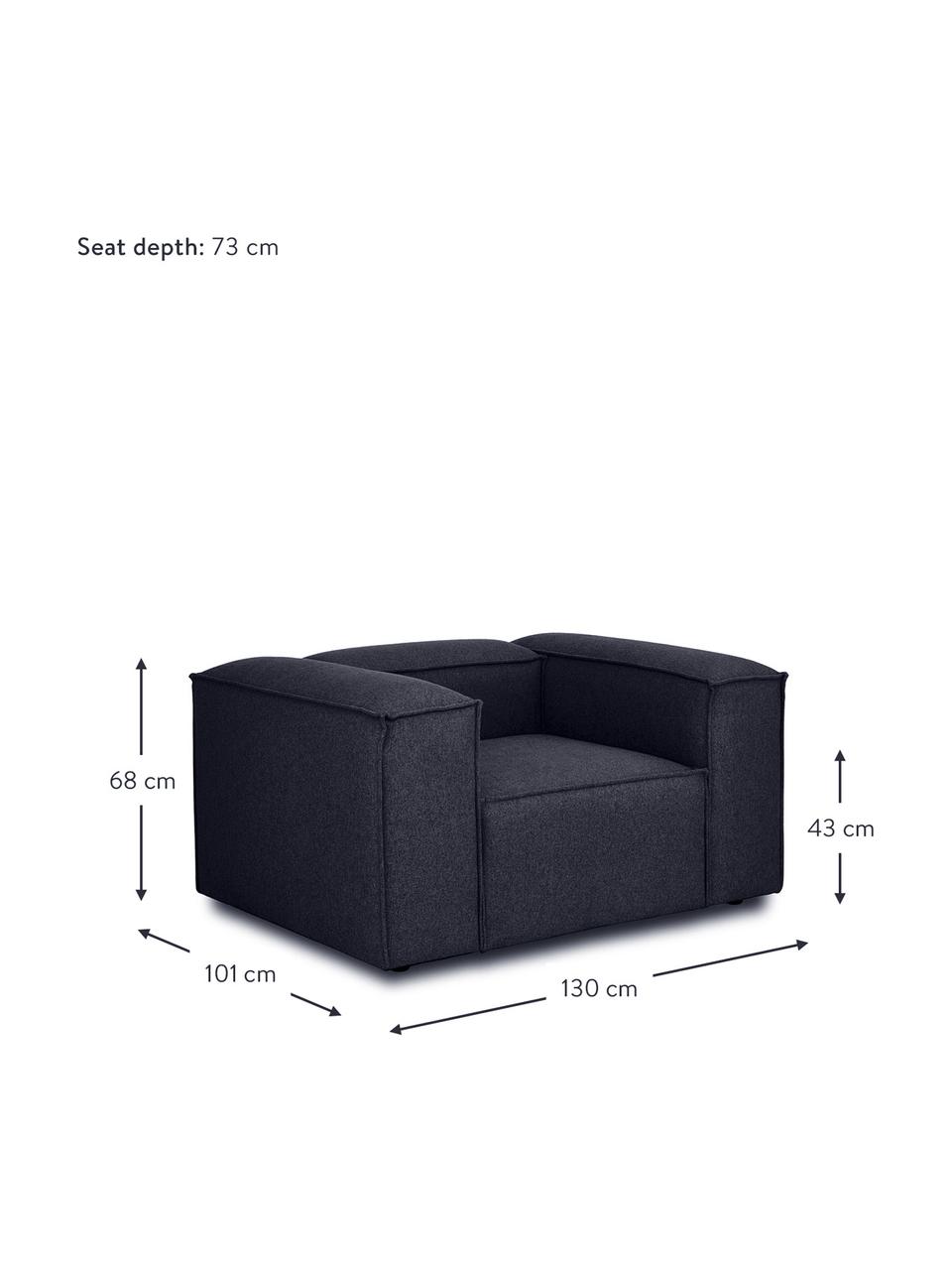 Sessel Lennon, Bezug: 100% Polyester Der strapa, Gestell: Massives Kiefernholz, FSC, Beine: Kunststoff, Webstoff Dunkelblau, B 130 x T 101 cm
