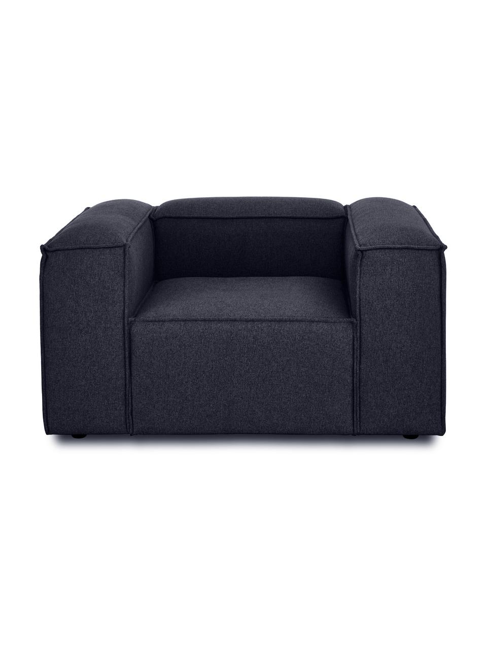 Fauteuil Lennon, Tissu bleu foncé, larg. 130 x prof. 101 cm