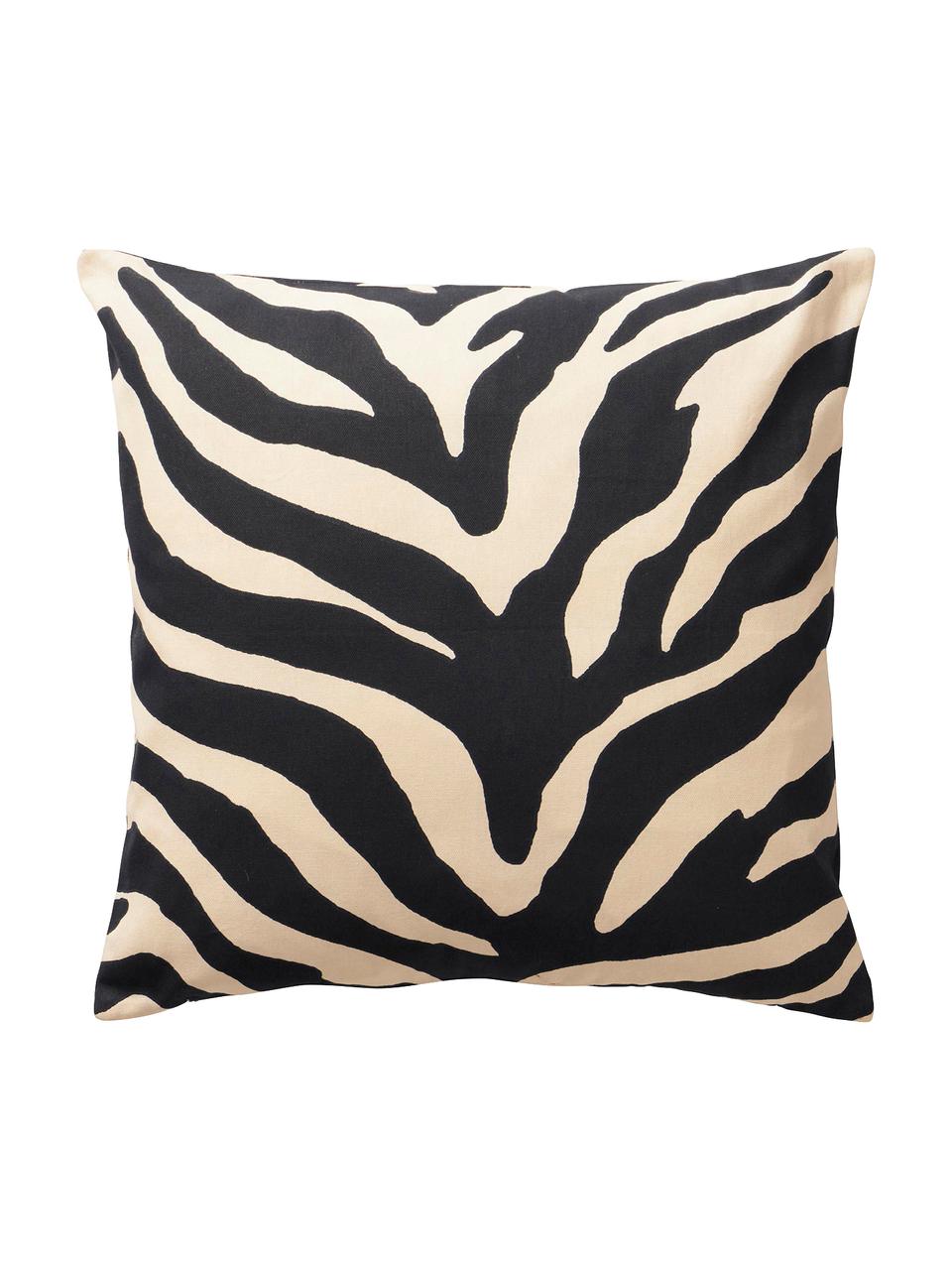 Set 2 federe arredo con stampa animalier Jill, 100% cotone, Nero, beige, Larg. 45 x Lung. 45 cm