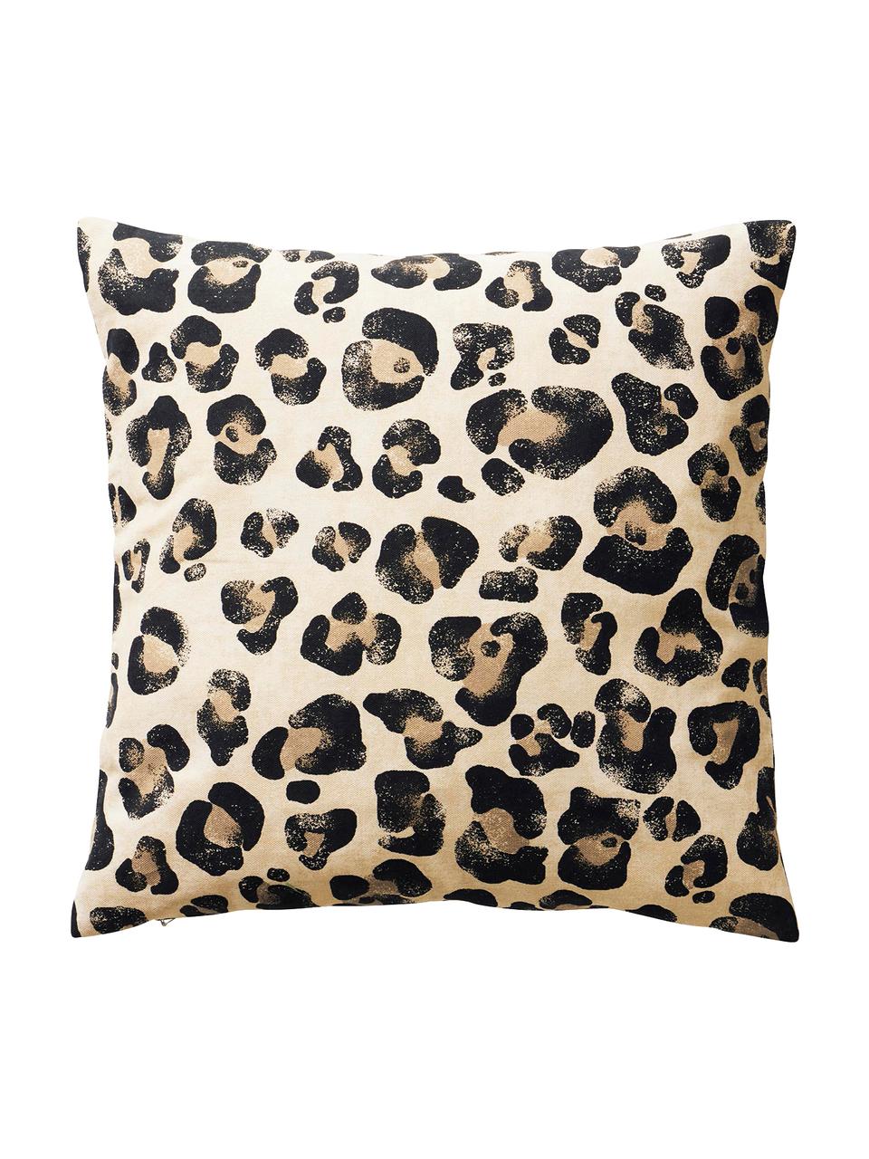 Housses de coussin tendance animale Jill, 2 élém., 100 % coton, Noir, beige, larg. 45 x long. 45 cm