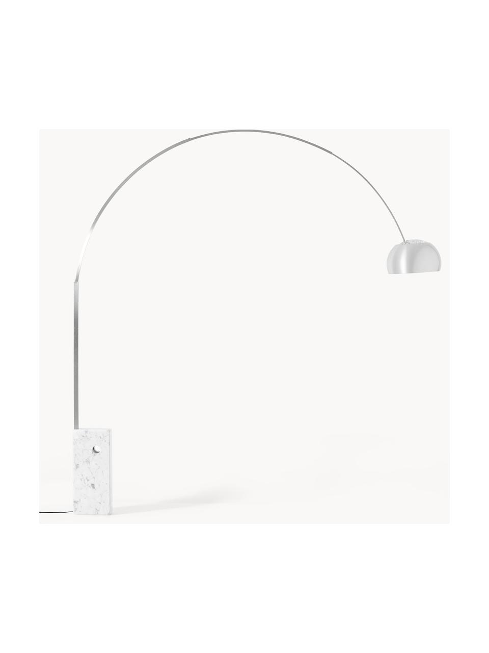 Grosse Bogenlampe Arco, Silberfarben, Weiss, marmoriert, H 240 x T 220 cm