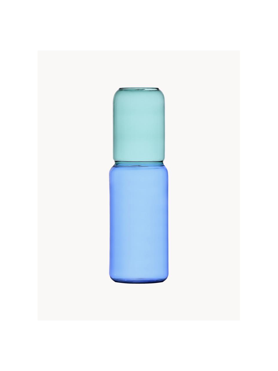 Ręcznie wykonany wazon Revolve, W 35 cm, Szkło borokrzemowe, Jasny niebieski, turkusowy, Ø 11 x W 35 cm