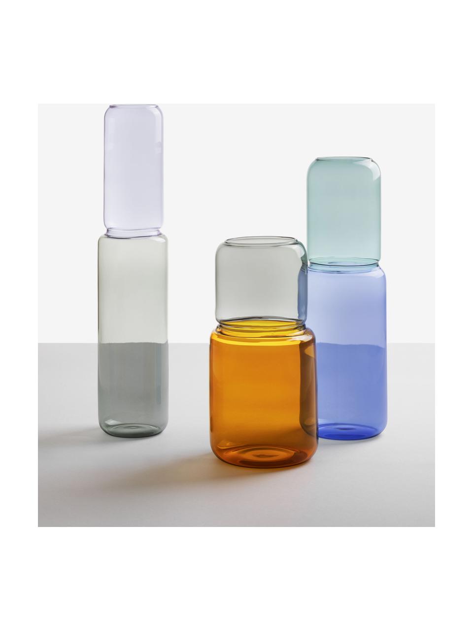 Ručne vyrobená váza Revolve, V 35 cm, Borosilikátové sklo, Svetlomodrá, tyrkysová, Ø 11 x V 35 cm