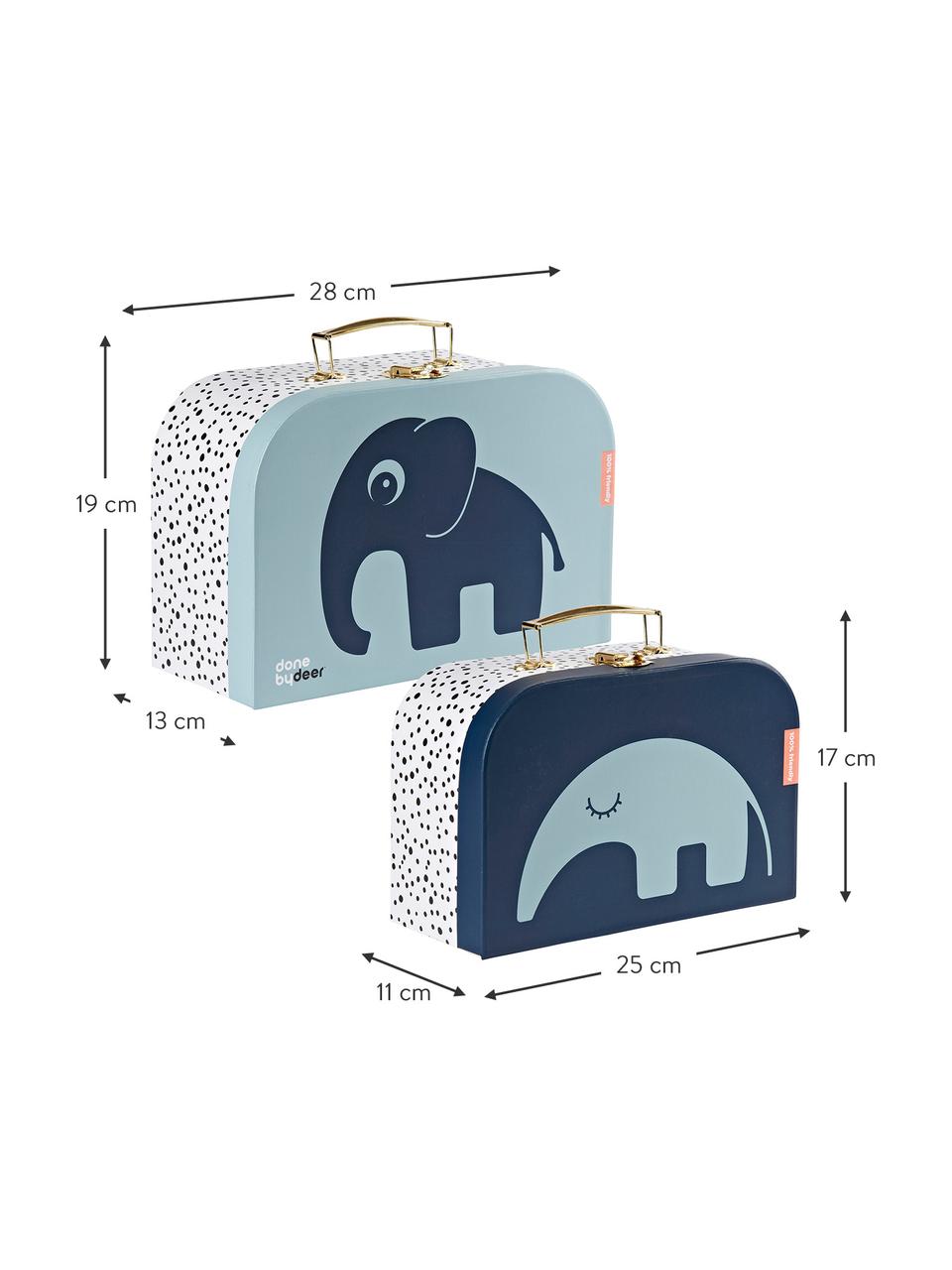 Set de maletines Deer Friends, 2 pzas., Asa: metal recubierto, Azul, Set de diferentes tamaños