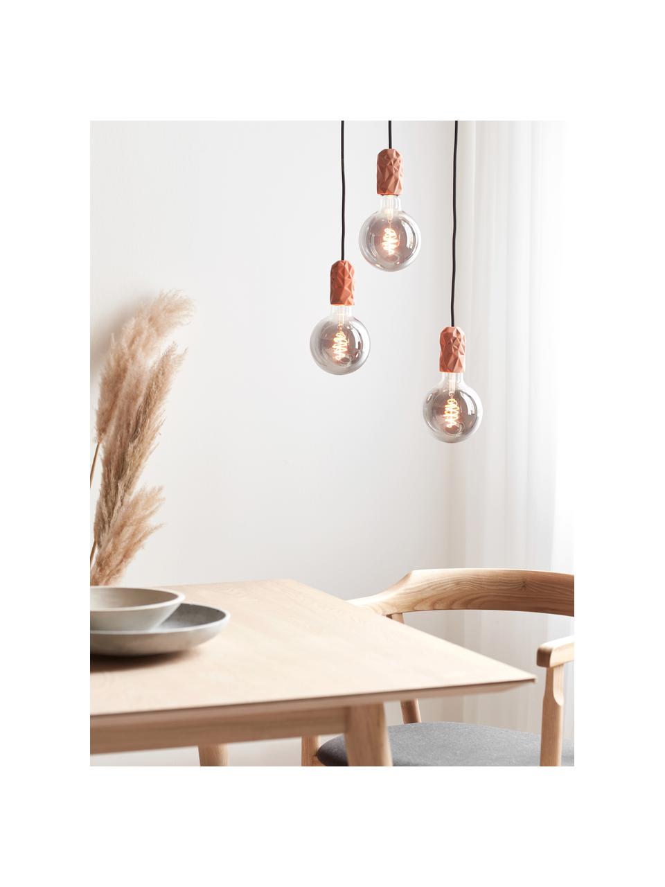 Kleine hanglamp Hang van porselein, Fitting: porselein, Terracottakleurig, crèmewit, Ø 5 x H 9 cm