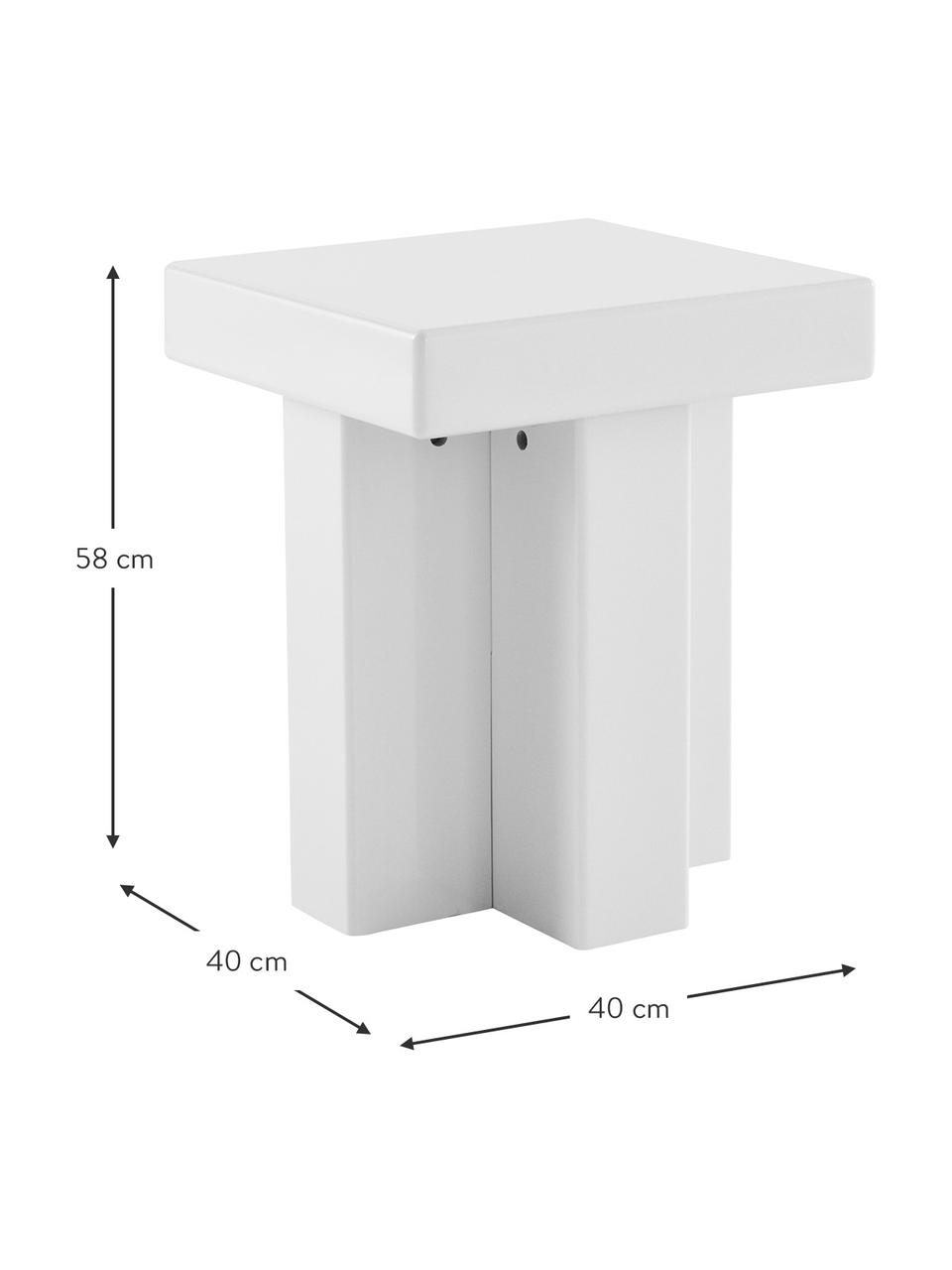 Tavolino Crozz, Pannello di fibra a media densità (MDF) laccato, Bianco, Larg. 40 x Alt. 58 cm