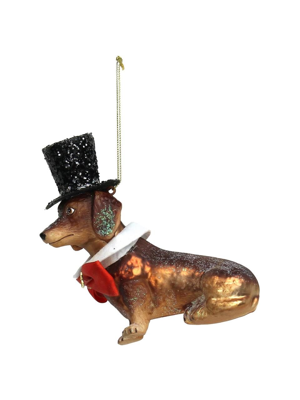 Adorno navideño Dog, Vidrio, Tonos marrones, An 11 x Al 12 cm