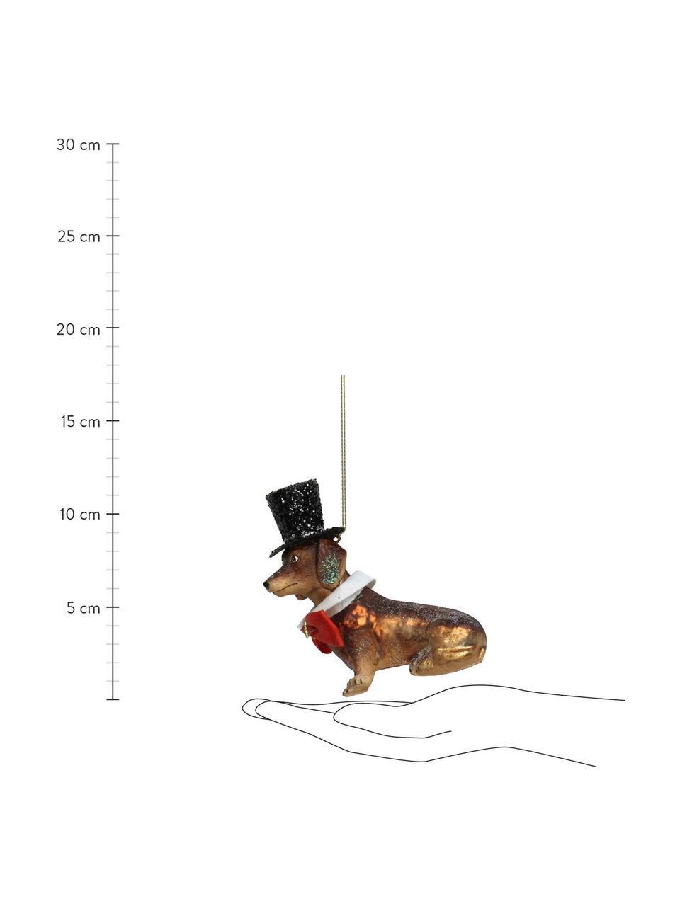 Adorno navideño Dog, Vidrio, Tonos marrones, An 11 x Al 12 cm