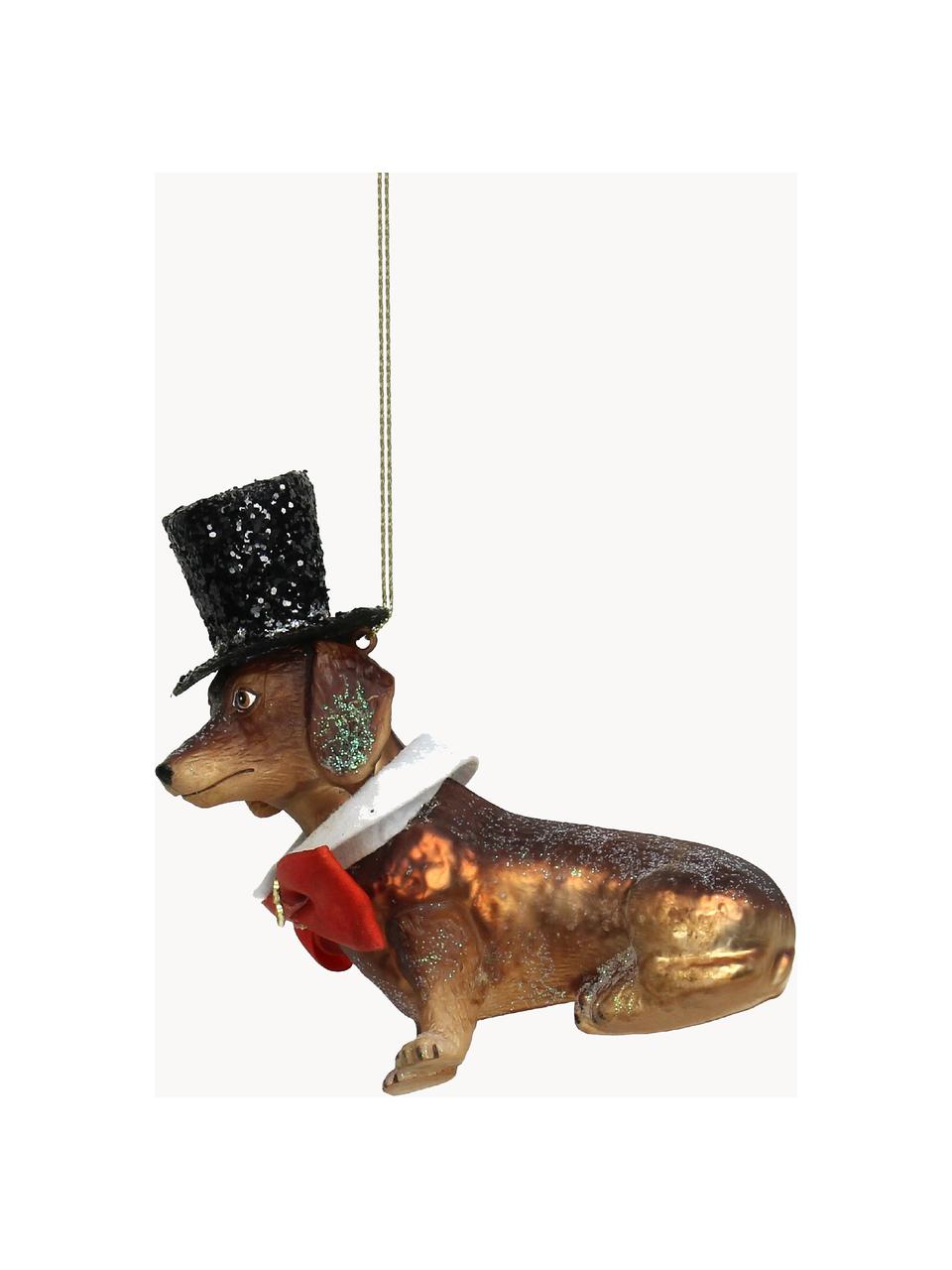 Adorno navideño Dog, Vidrio, Tonos marrones, An 11 x Al 12 cm