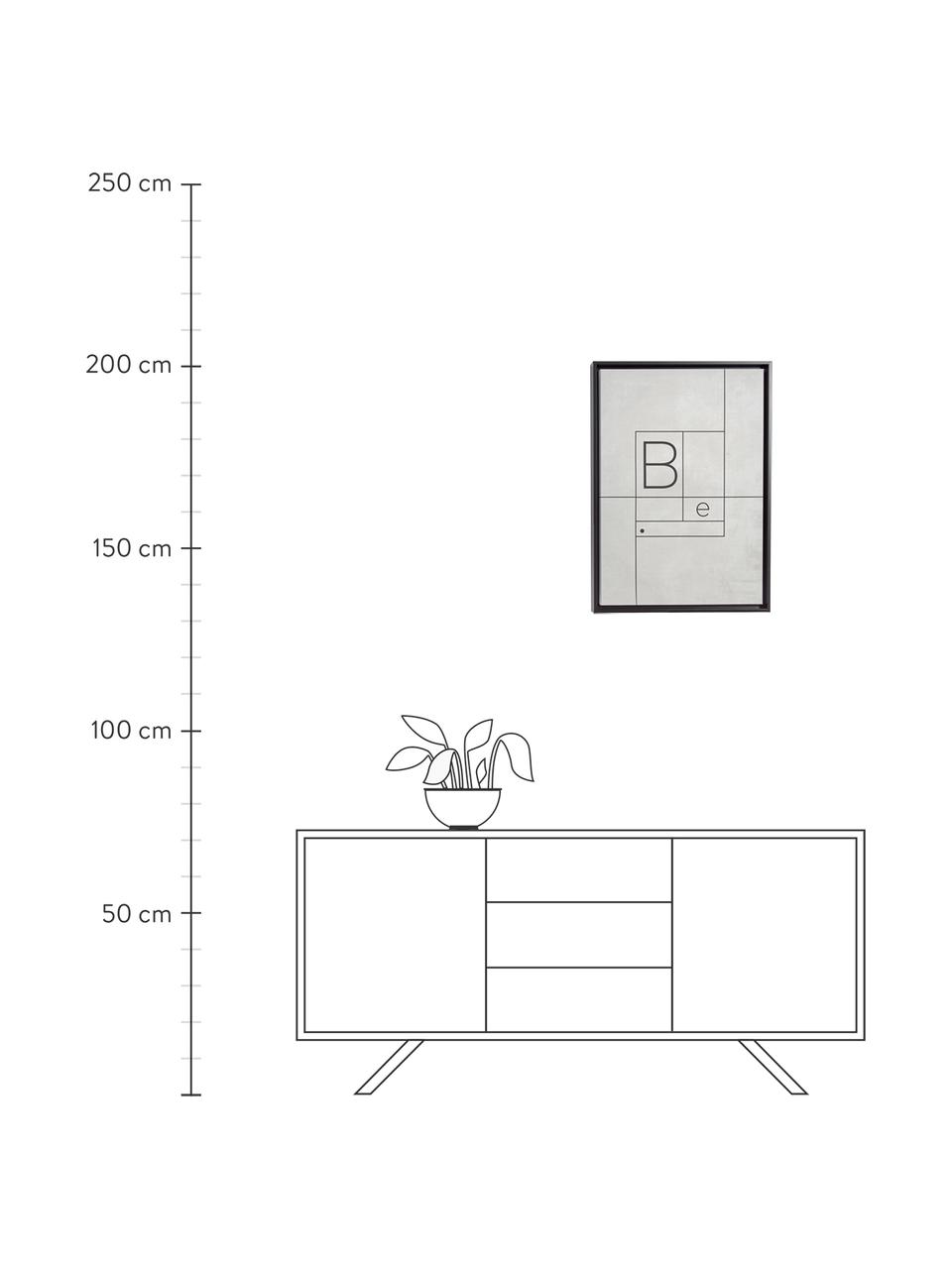 Gerahmter Digitaldruck Myrthe, Rahmen: Mitteldichte Holzfaserpla, Bild: Leinwand, Grau, Schwarz, 50 x 70 cm