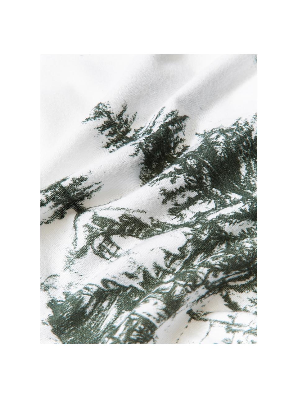 Flanell-Bettdeckenbezug Nordic in Weiß/Grün, Webart: Flanell Flanell ist ein k, Weiß, Grün, B 200 x L 200 cm