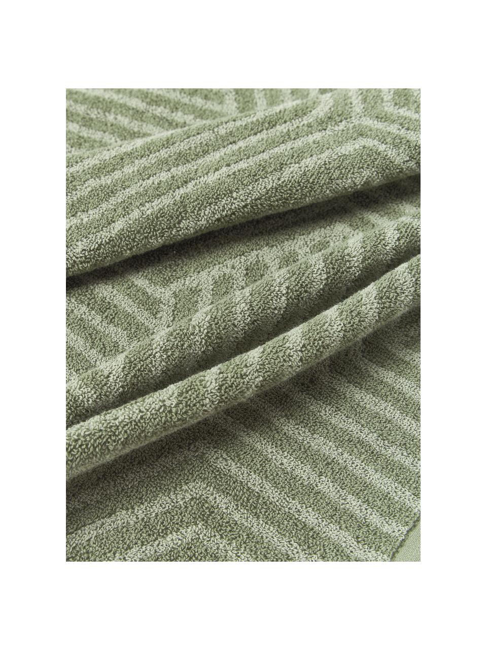 Set de toallas Fatu, 3 uds., Tonos verdes, Set de diferentes tamaños