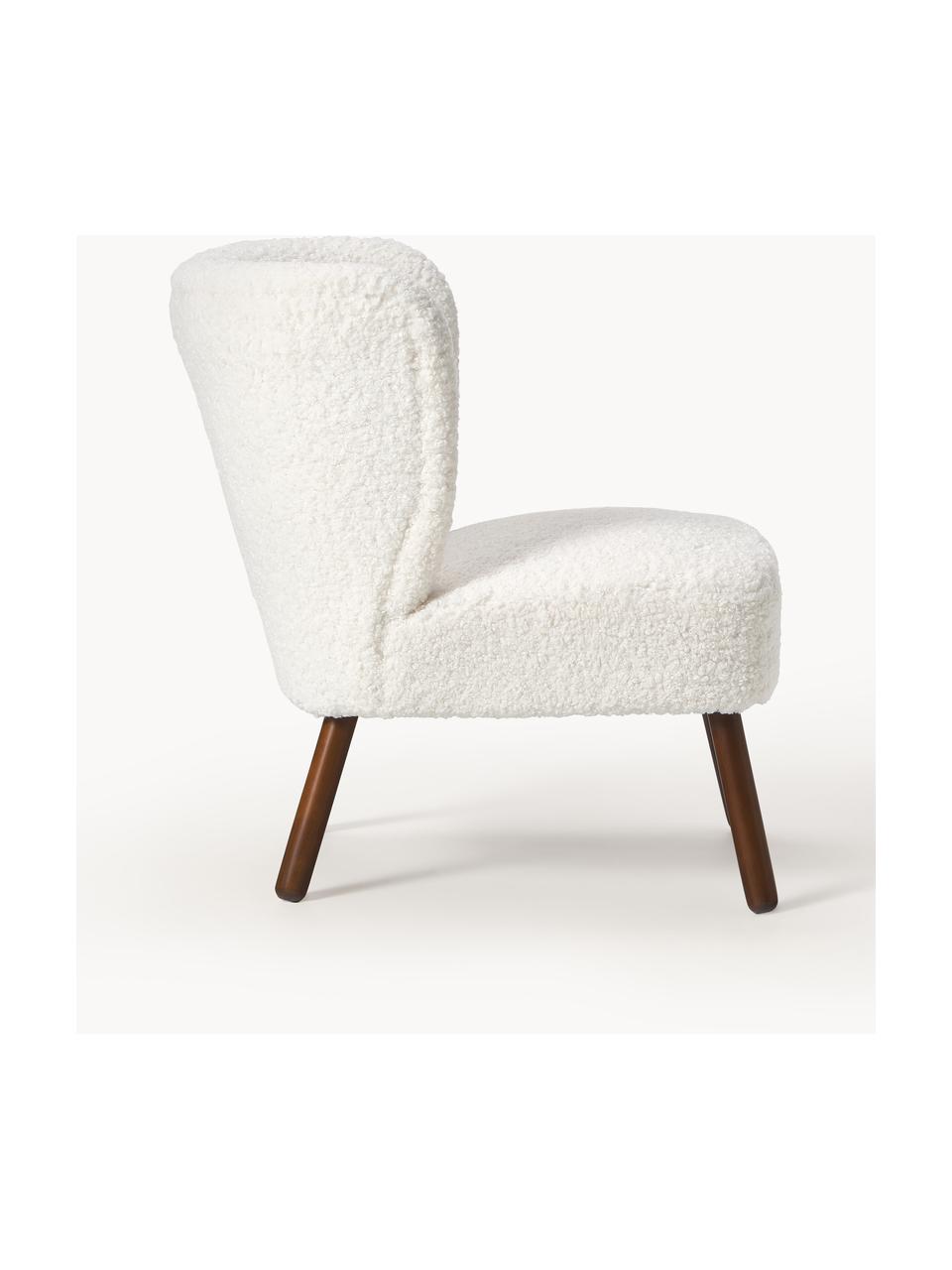 Fauteuil cocktail en peluche Robine, Tissu peluche blanc, larg. 63 x prof. 73 cm