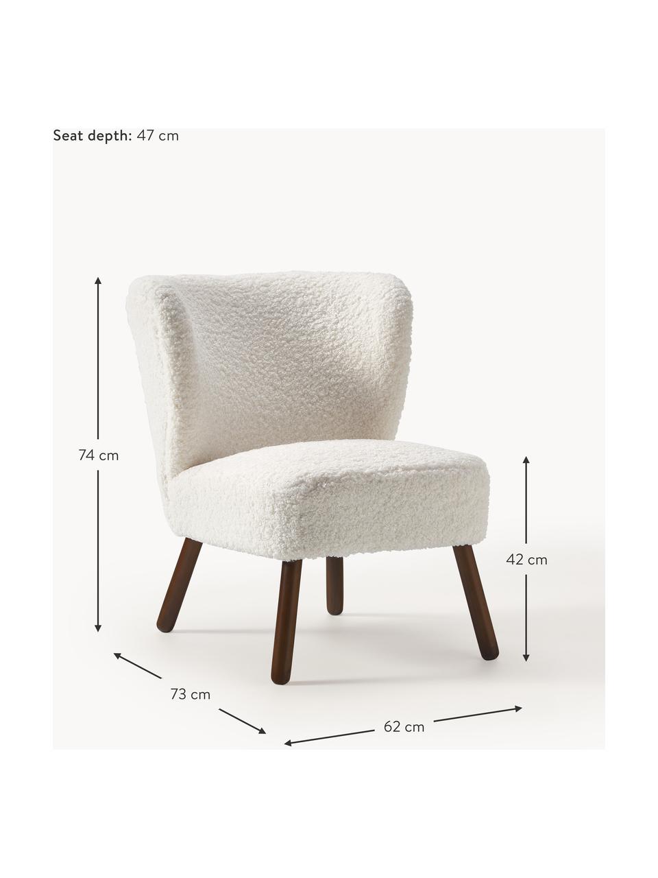 Fauteuil cocktail en peluche Robine, Tissu peluche blanc, larg. 63 x prof. 73 cm