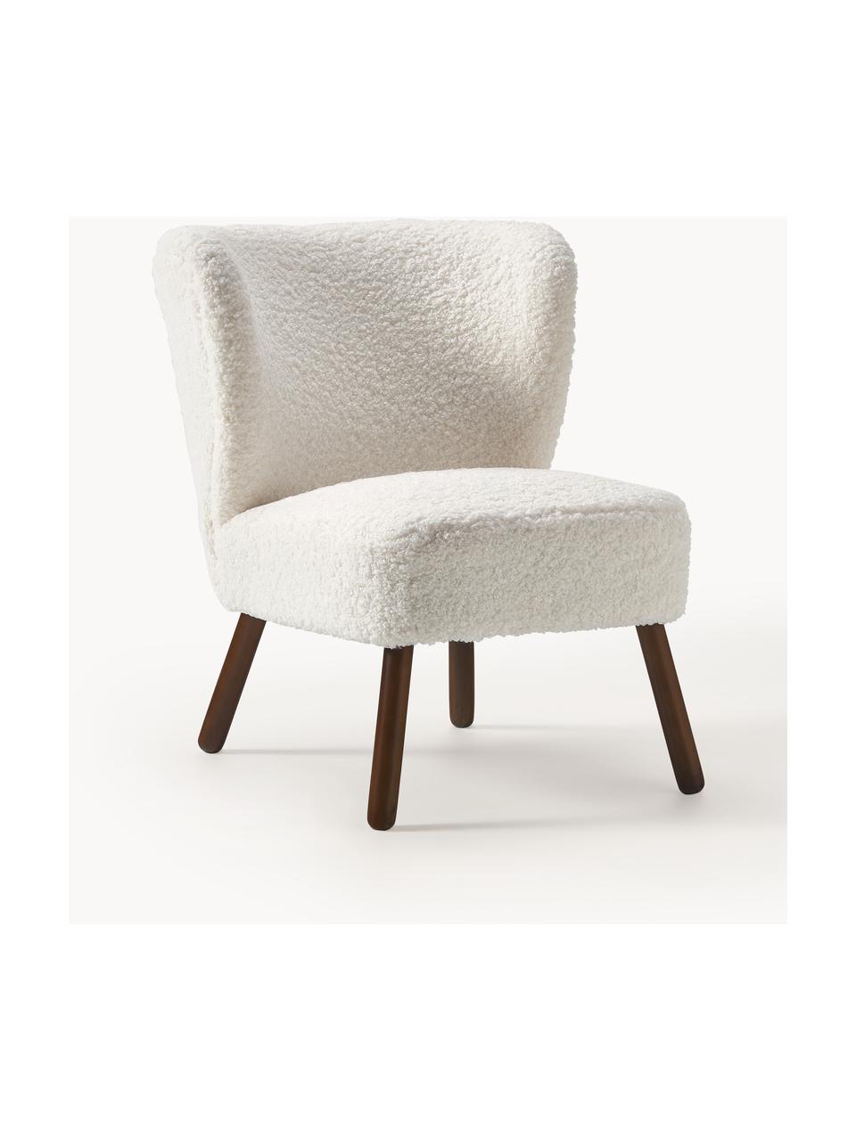 Fauteuil cocktail en peluche Robine, Tissu peluche blanc, larg. 63 x prof. 73 cm