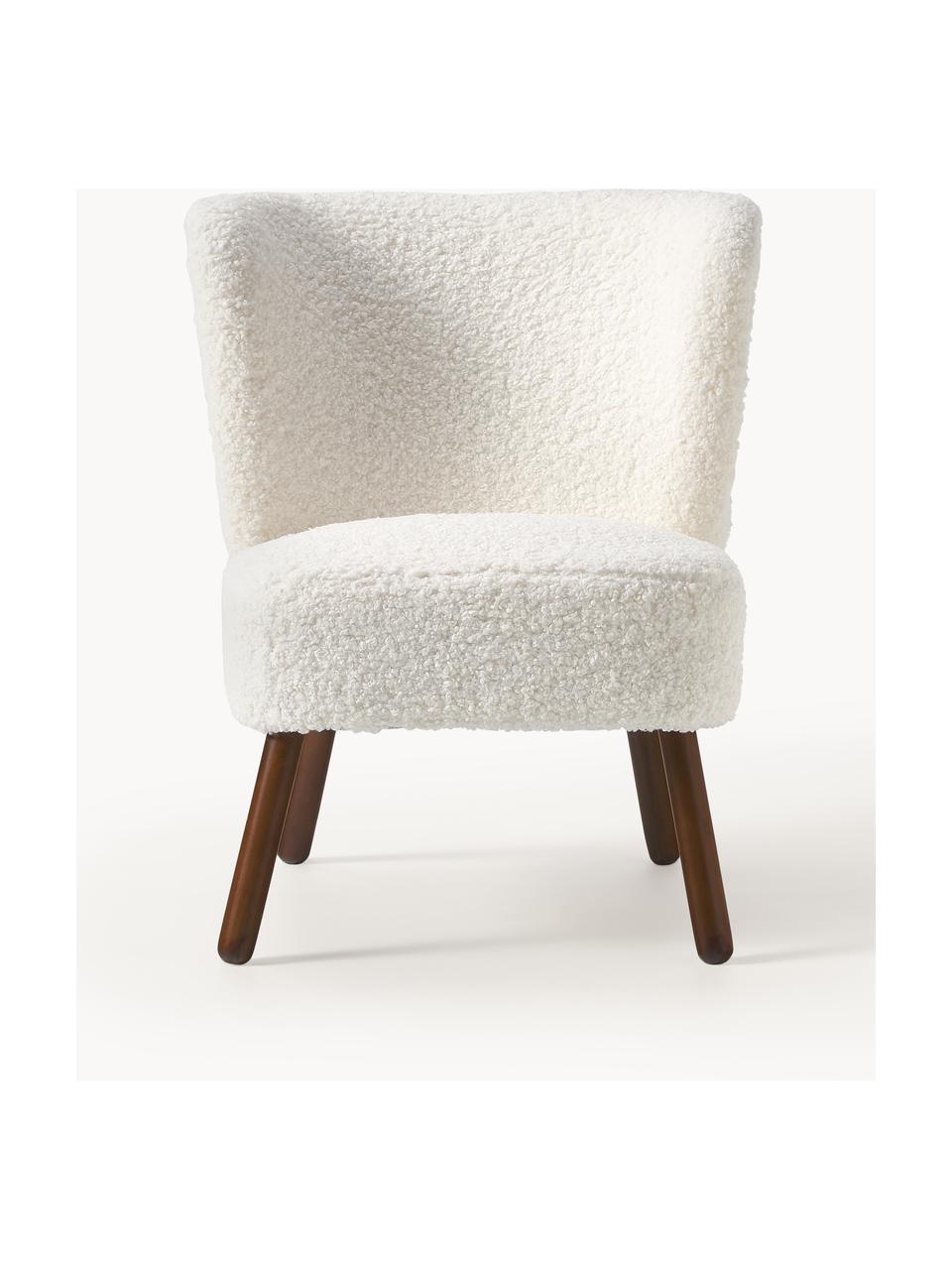 Sillón cóctel de borreguillo Robine, Tapizado: borreguillo (poliéster) A, Patas: madera de abedul pintada, Borreguillo blanco, An 63 x F 73 cm