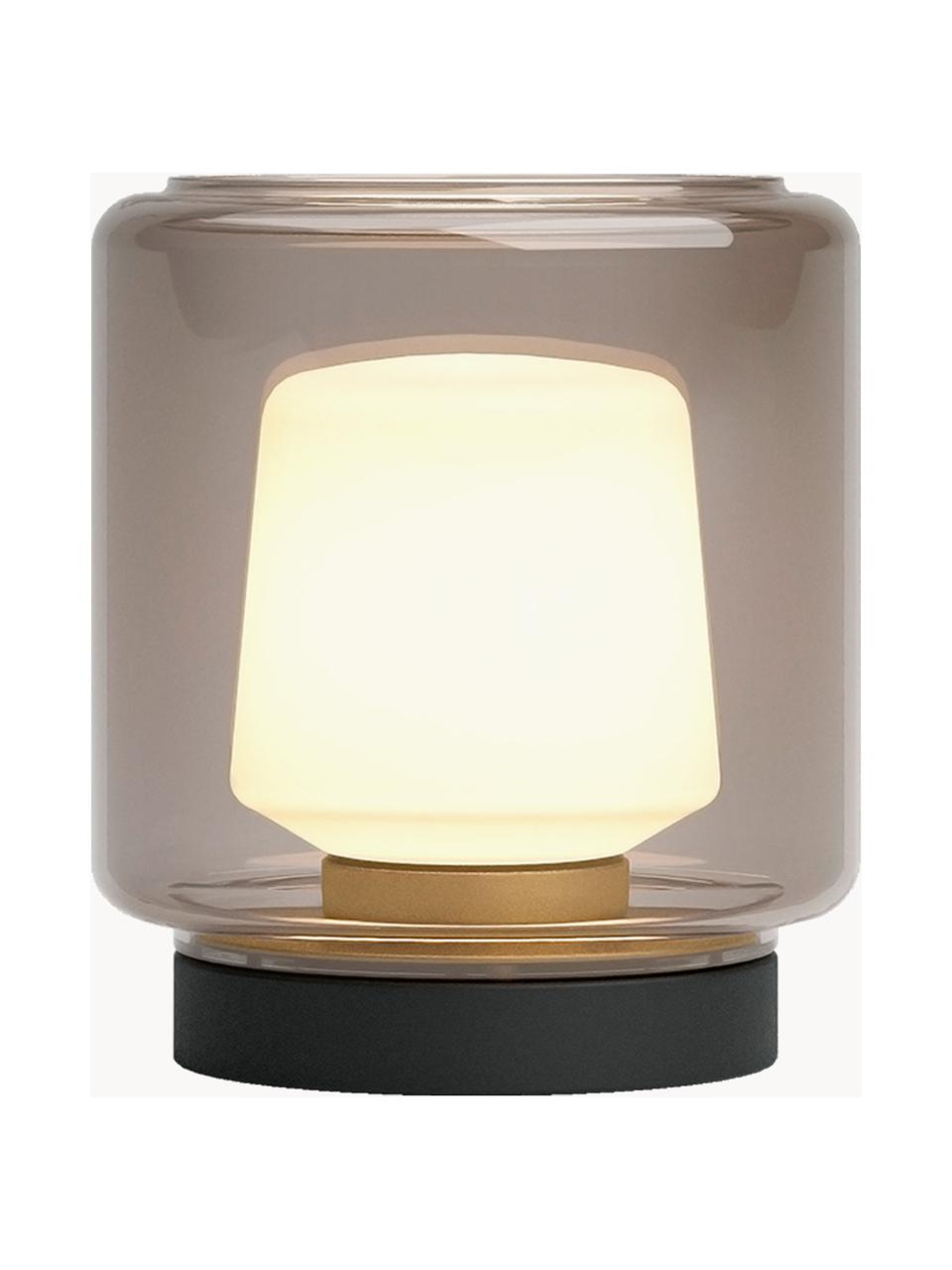 Mobile LED-Outdoor Tischlampe New York, dimmbar, Taupe, Schwarz, Ø 14 x H 17 cm