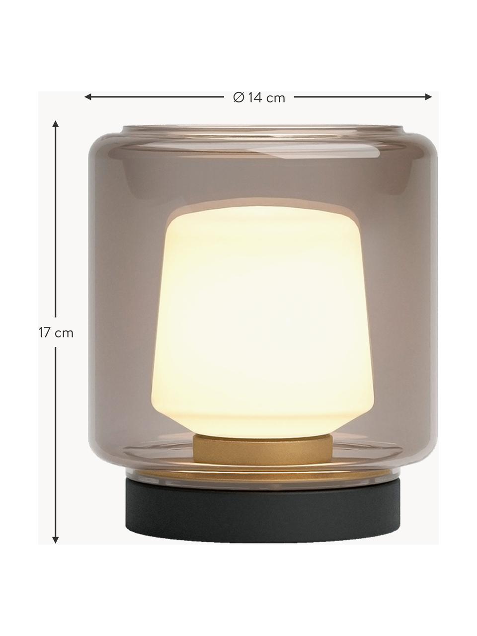 Mobile LED-Outdoor Tischlampe New York, dimmbar, Taupe, Schwarz, Ø 14 x H 17 cm