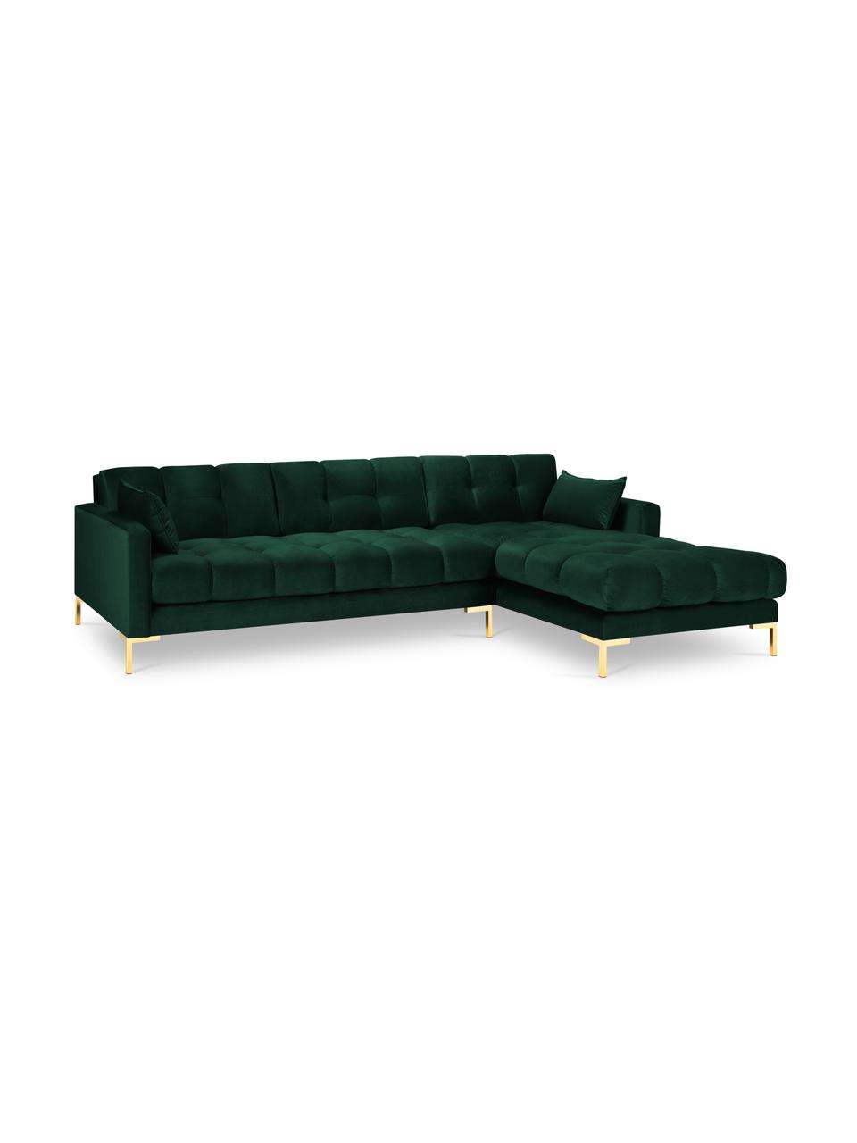 Sofa narożna z aksamitu Mamaia (5-osobowa), Butelkowy zielony, S 293 x G 185 cm
