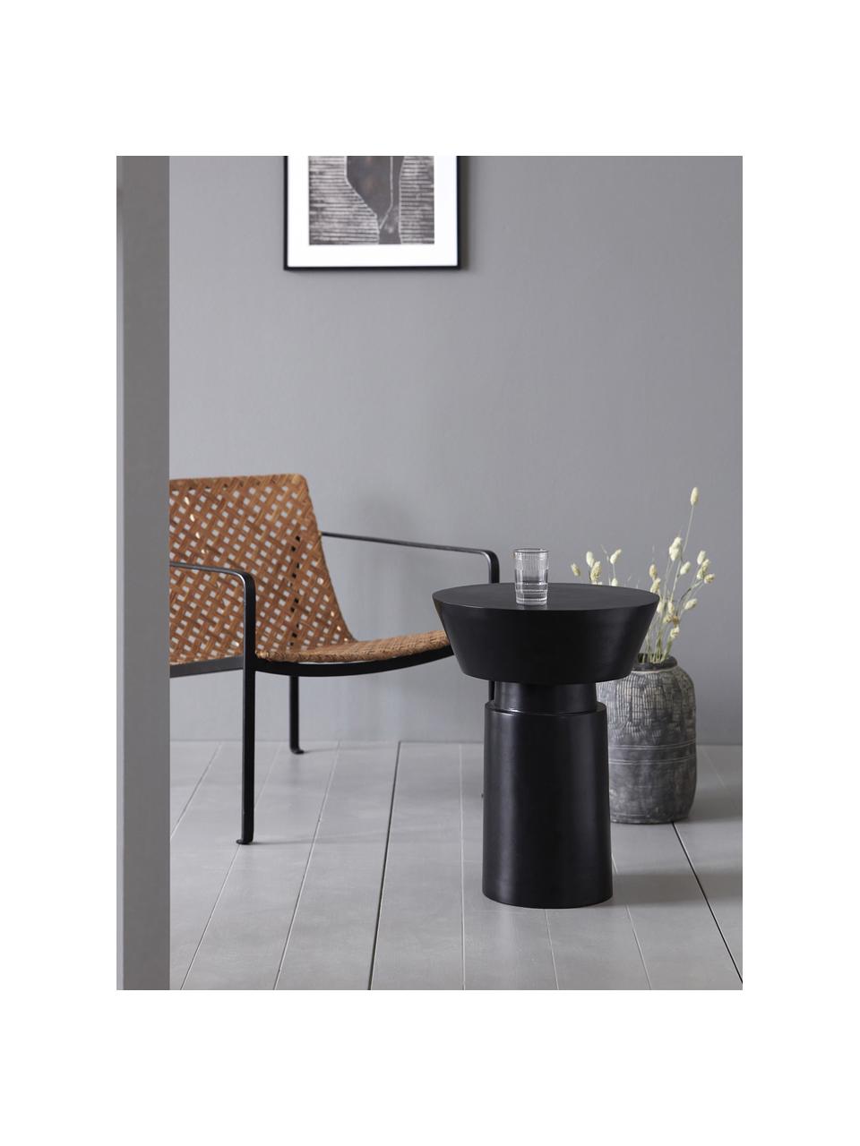 Table d'appoint en métal Nanded, Aluminium, enduit, Noir, Ø 40 x haut. 50 cm