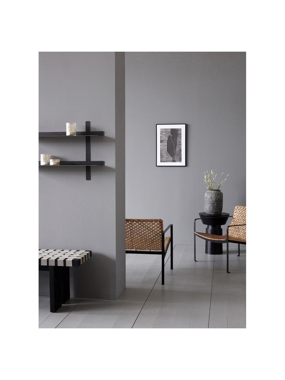 Mesa auxiliar de metal Nanded, Aluminio recubierto, Negro, Ø 40 x Al 50