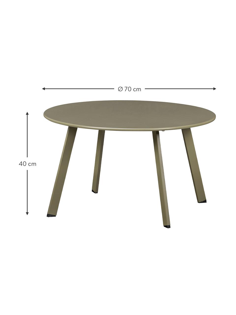 Kulatý zahradní konferenční stolek Fer, Potažený kov, Zelená, Ø 70 cm, V 40 cm