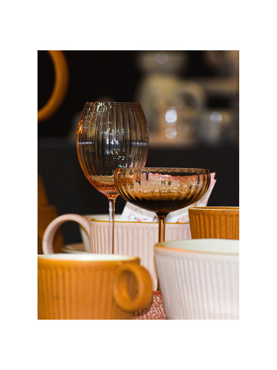 Ręcznie wykonany kieliszek do szampana Lyon, 2 szt., Szkło, Jasny brązowy, Ø 12 x W 16 cm, 280 ml