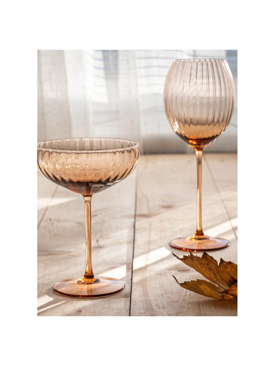 Handgefertigte Champagnerschalen Lyon, 2 Stück, Glas, Hellbraun, Ø 12 x H 16 cm, 280 ml