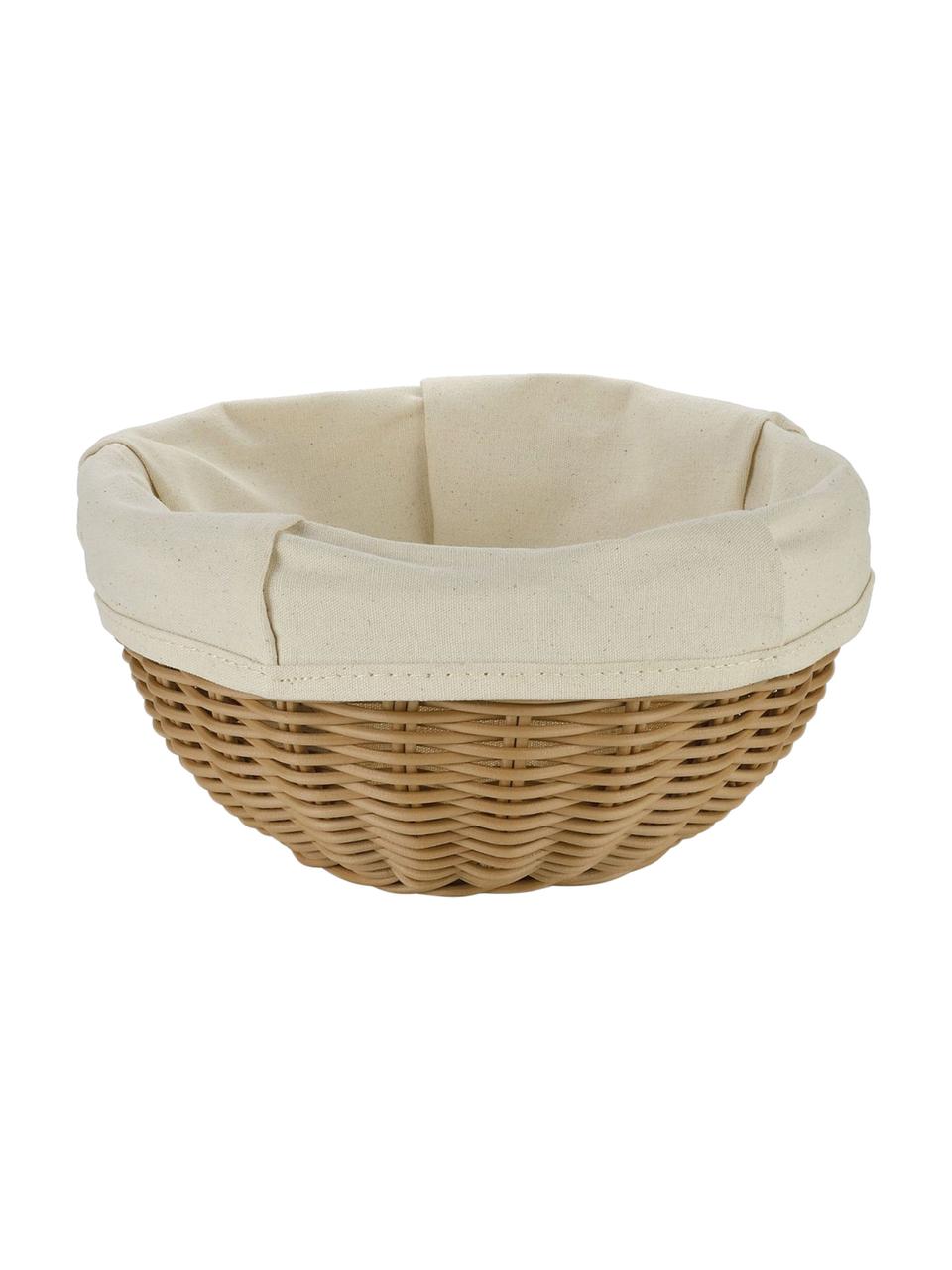 Cesta per pane con inserto in cotone Hally, Marrone, beige, Ø 23 x Alt. 10 cm