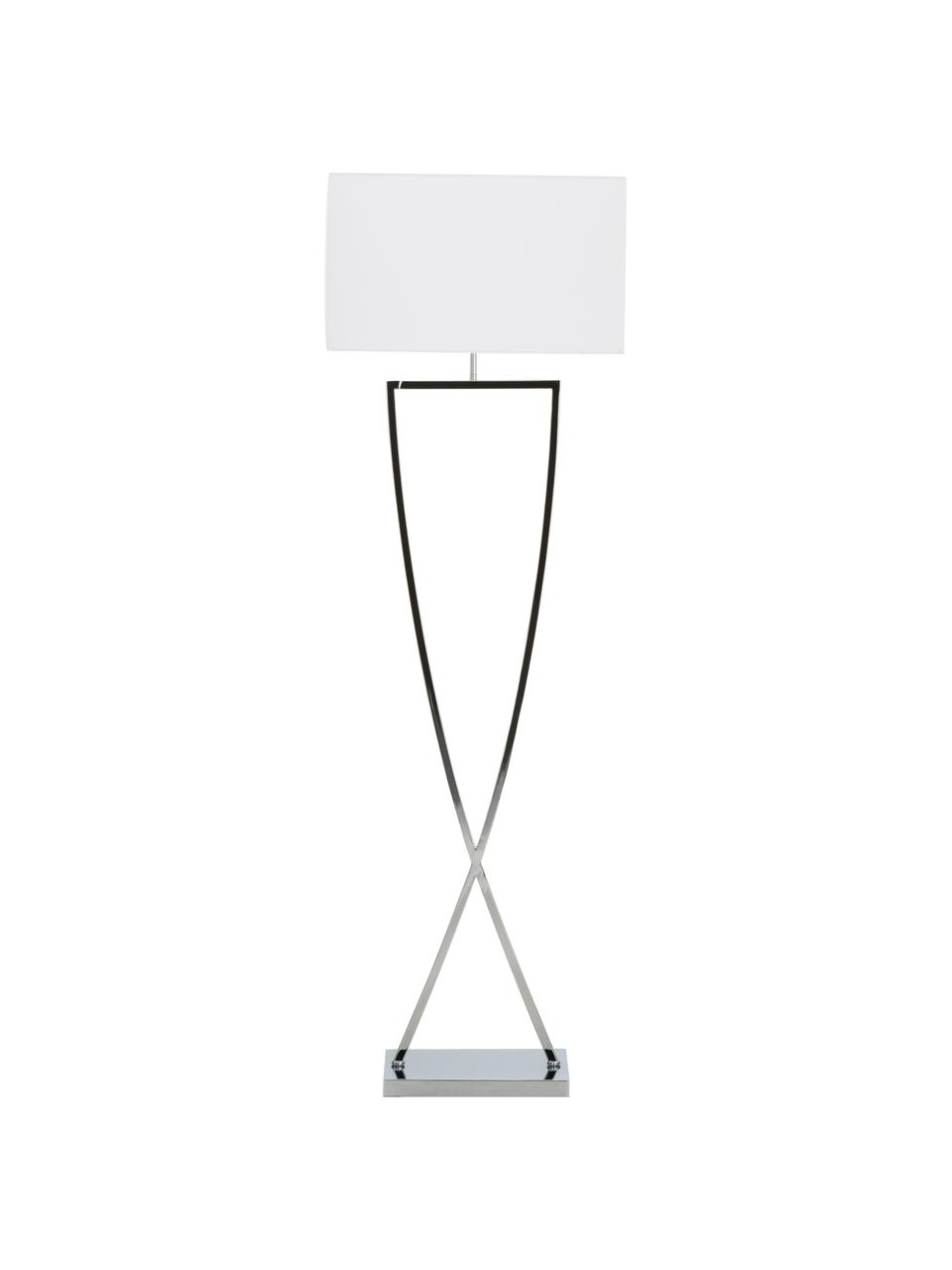 Lámpara de pie Toulouse, Pantalla: tela, Cable: plástico, Blanco, plateado, An 50 x Al 157 cm