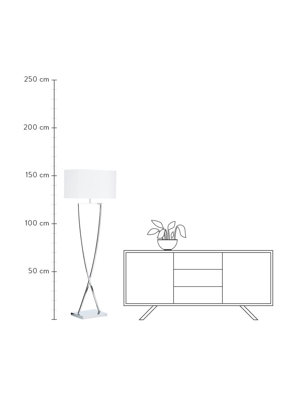 Lampadaire Toulouse, Blanc, couleur argentée, larg. 50 x haut. 157 cm