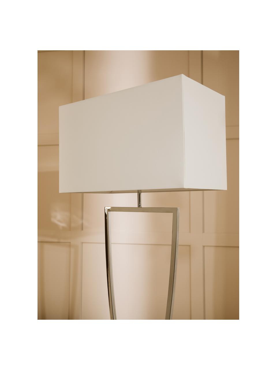 Stehlampe Toulouse, Lampenschirm: Textil, Lampenfuß: Metall, verchromt, Silberfarben, Weiß, H 157 cm