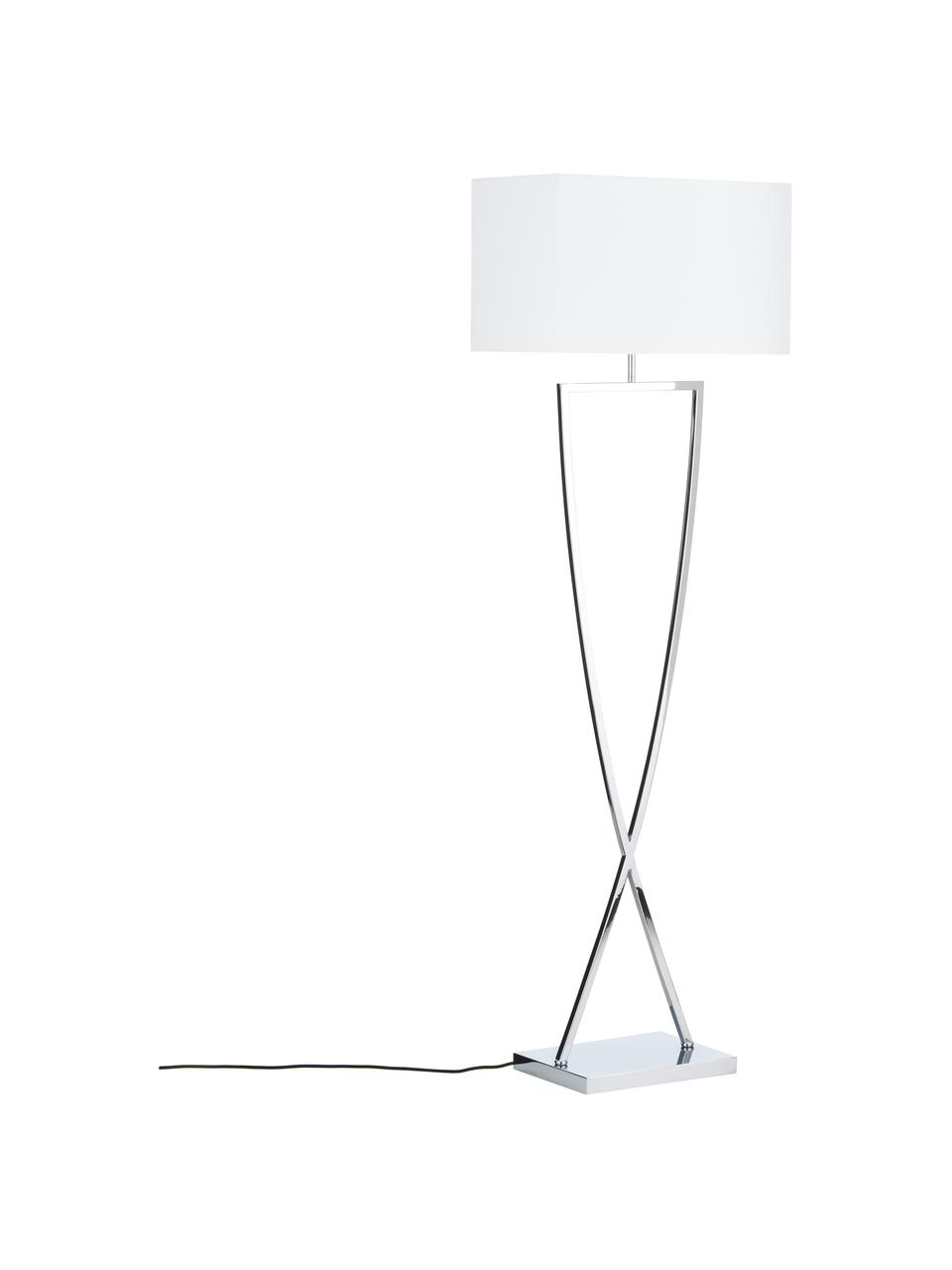 Lámpara de pie Toulouse, Pantalla: tela, Cable: plástico, Blanco, plateado, An 50 x Al 157 cm