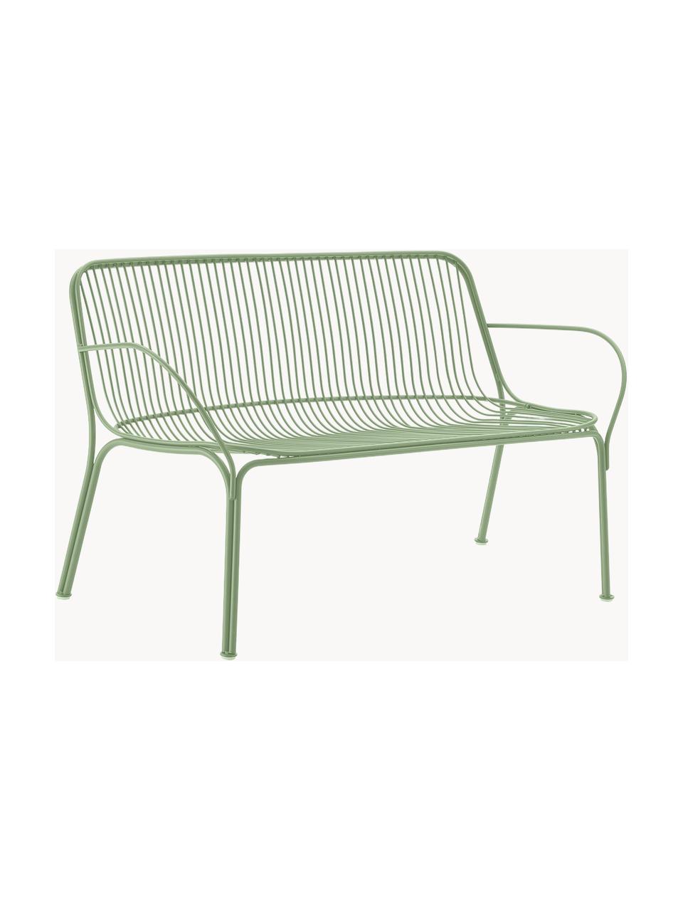 Banc de jardin Hiray, Acier galvanisé, laqué, Vert sauge, larg. 121 x prof. 68 cm