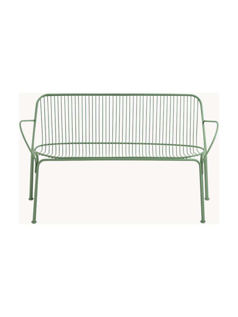 Banc de jardin Hiray, Acier galvanisé, laqué, Vert sauge, larg. 121 x prof. 68 cm