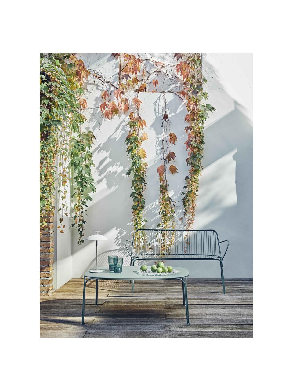 Panchina da giardino Hiray, Acciaio zincato, laccato, Verde salvia, Larg. 121 x Prof. 68 cm