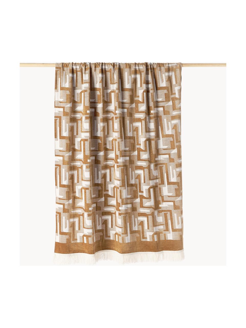 Jacquard-Plaid Fran mit Fransenabschluss, 100 % Baumwolle
 
 Das in diesem Produkt verwendete Material ist schadstoffgeprüft und zertifiziert nach STANDARD 100 by OEKO-TEX®, 6457CIT, CITEVE, Senfgelb,Hellbeige, B 130 x L 170 cm