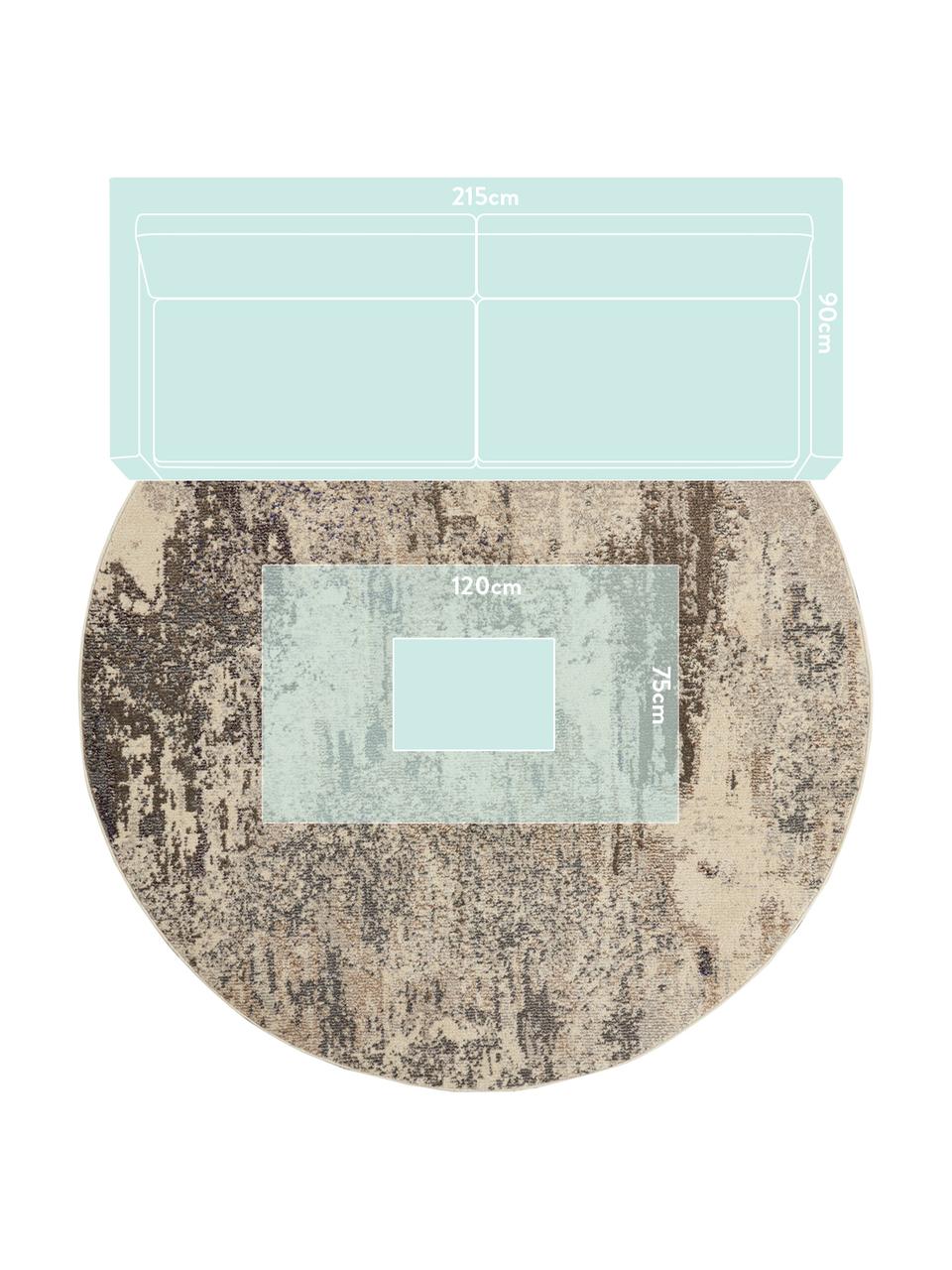 Rond design vloerkleed Celestial in beige, Bovenzijde: polypropyleen, Onderzijde: latex, Beigetinten, Ø 240 cm